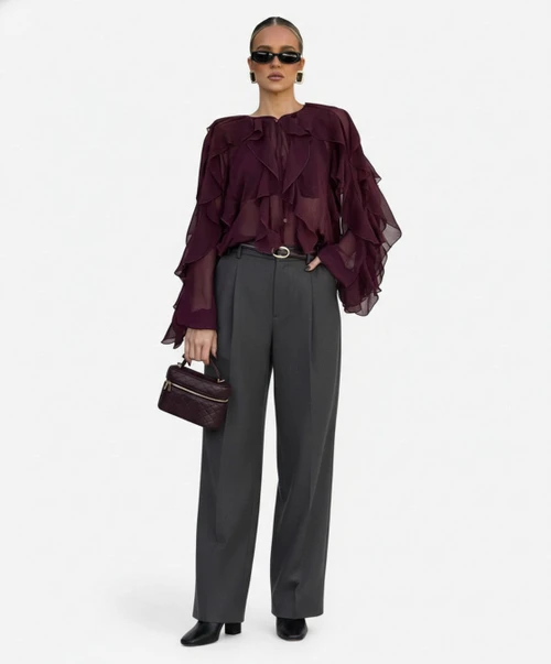 Chiffon Blouses & Shirts Polyester (polyester fiber) Work Style Tops SFE-00018