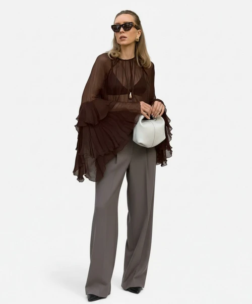 Chiffon Blouses & Shirts Chiffon Work Style Tops SFE-00019