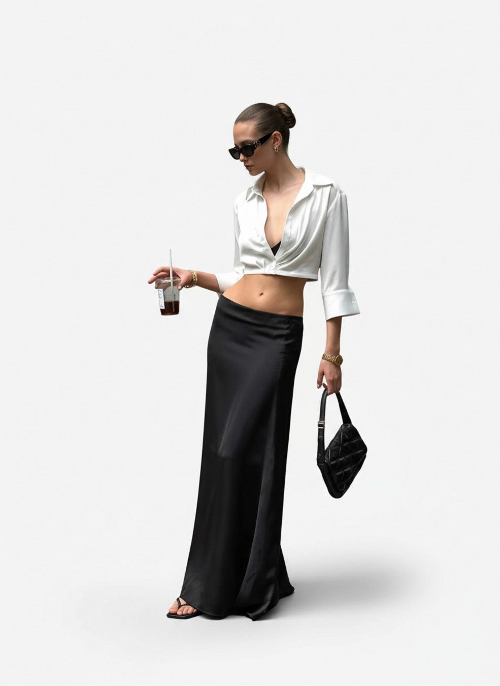 Satin Blouses & Shirts Polyester (polyester fiber) Work Style Tops SFE-00026