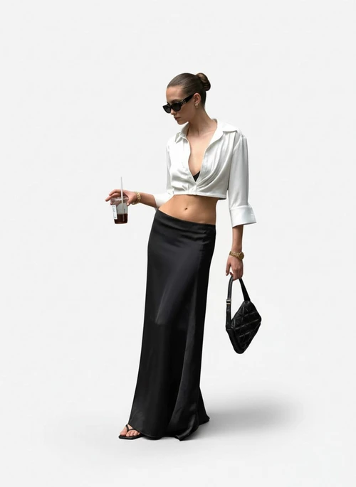 Satin Blouses & Shirts Polyester (polyester fiber) Work Style Tops SFE-00026