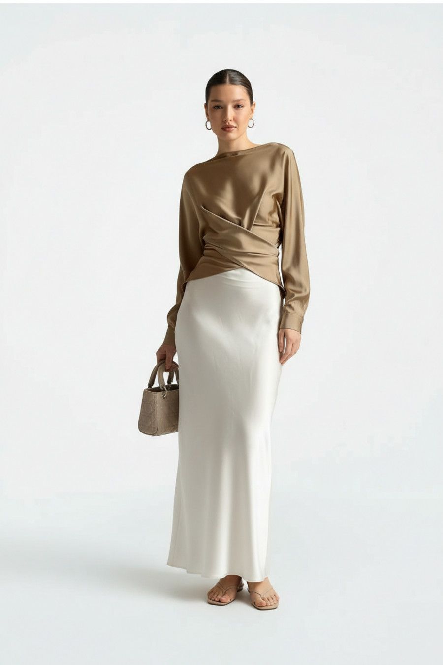 Satin Blouses & Shirts Polyester (polyester fiber) Work Style Tops SFE-00028