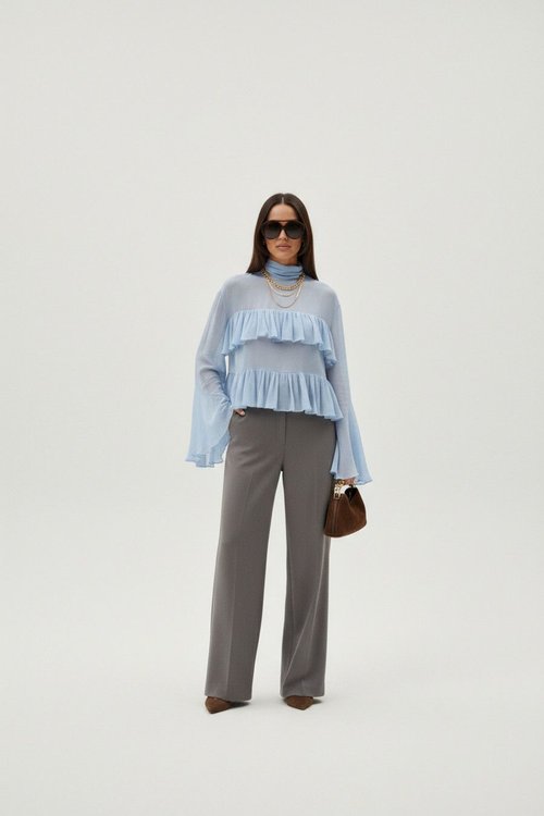 Camicette e camicie in rayon, top in rayon stile lavoro SFE-00036