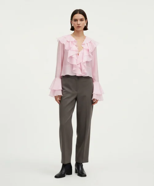Camicette e camicie in morbido chiffon, top in Tencel stile lavoro SFE-00038