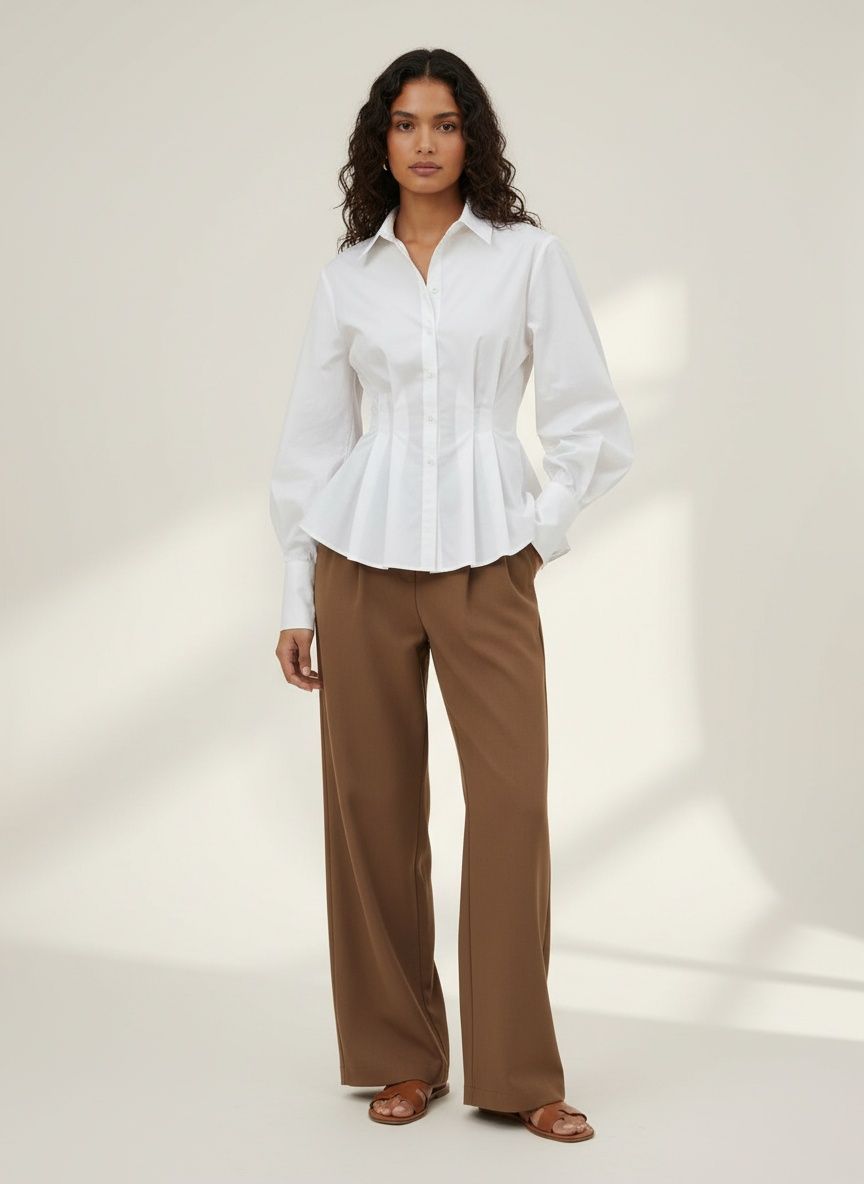 Chemise boutonnée à taille plissée - Chic et moderne