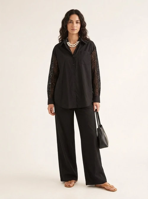 Chemise à manches en dentelle oversize