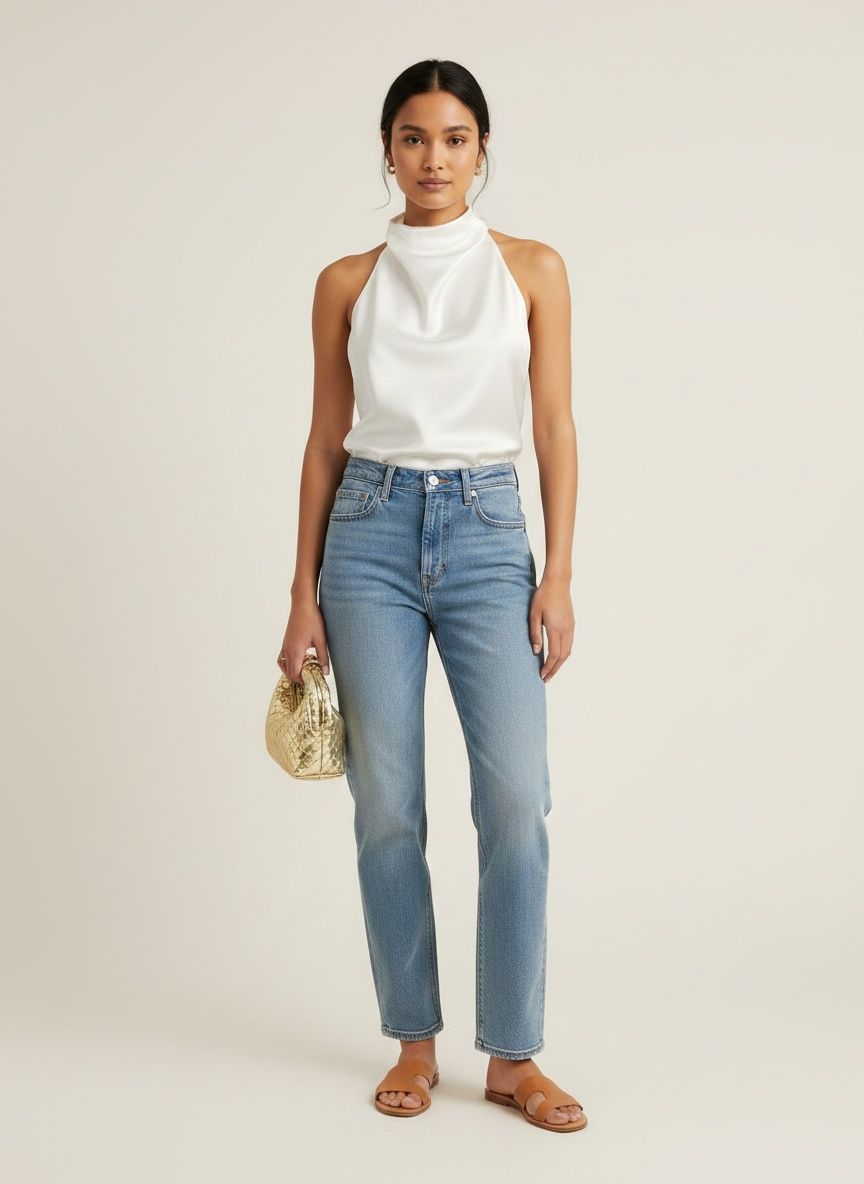 Haut élégant en satin à col bénitier et dos nu - Chic et polyvalent