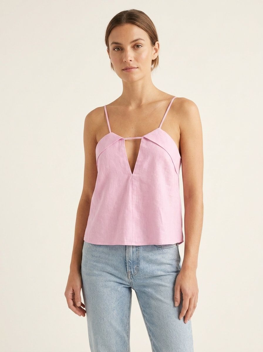 Top de tirantes finos con escote en V y aberturas - Blusa elegante