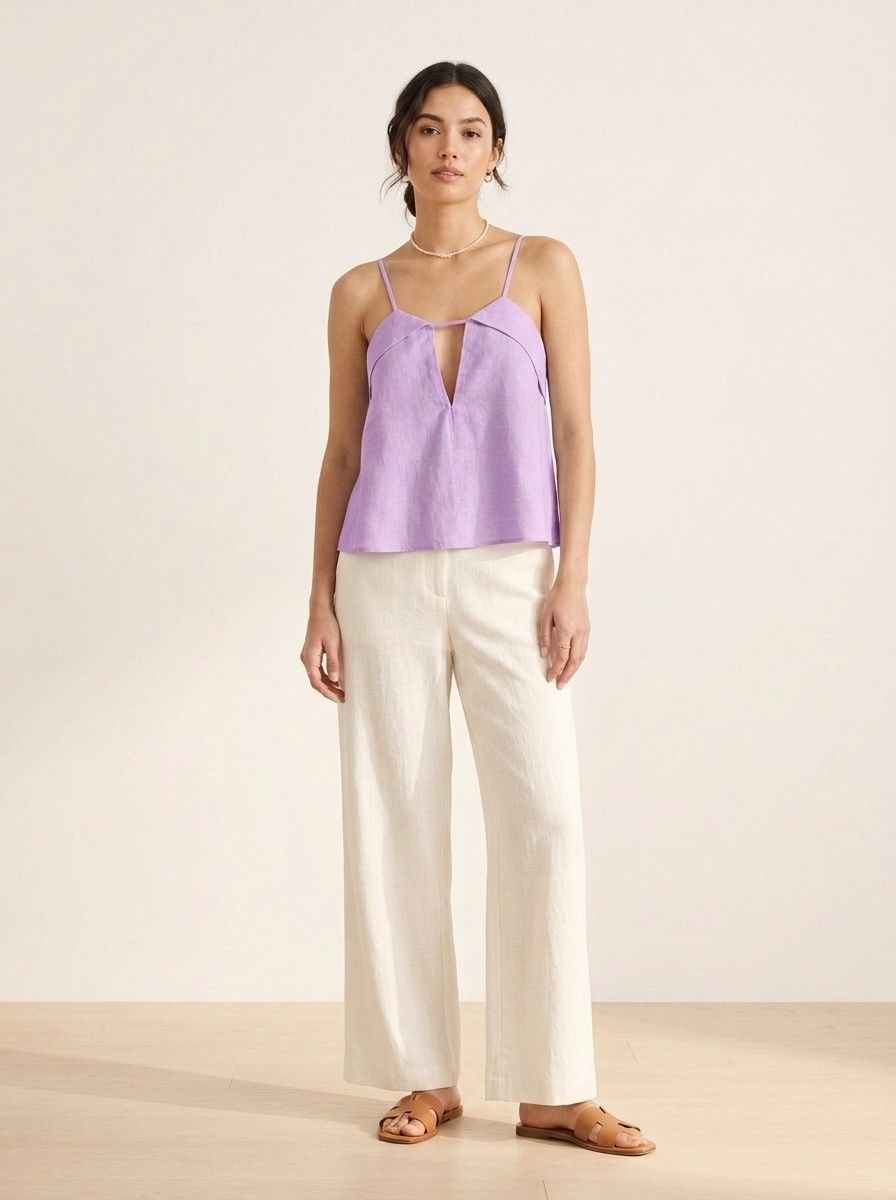 Top de tirantes finos con escote en V y aberturas - Blusa elegante