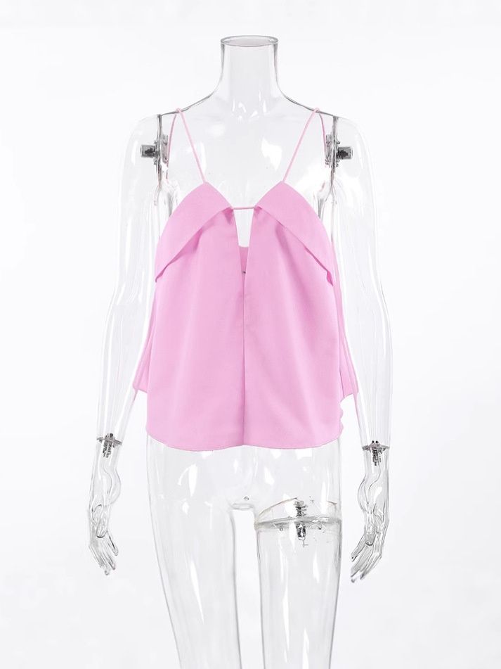 Top de tirantes finos con escote en V y aberturas - Blusa elegante