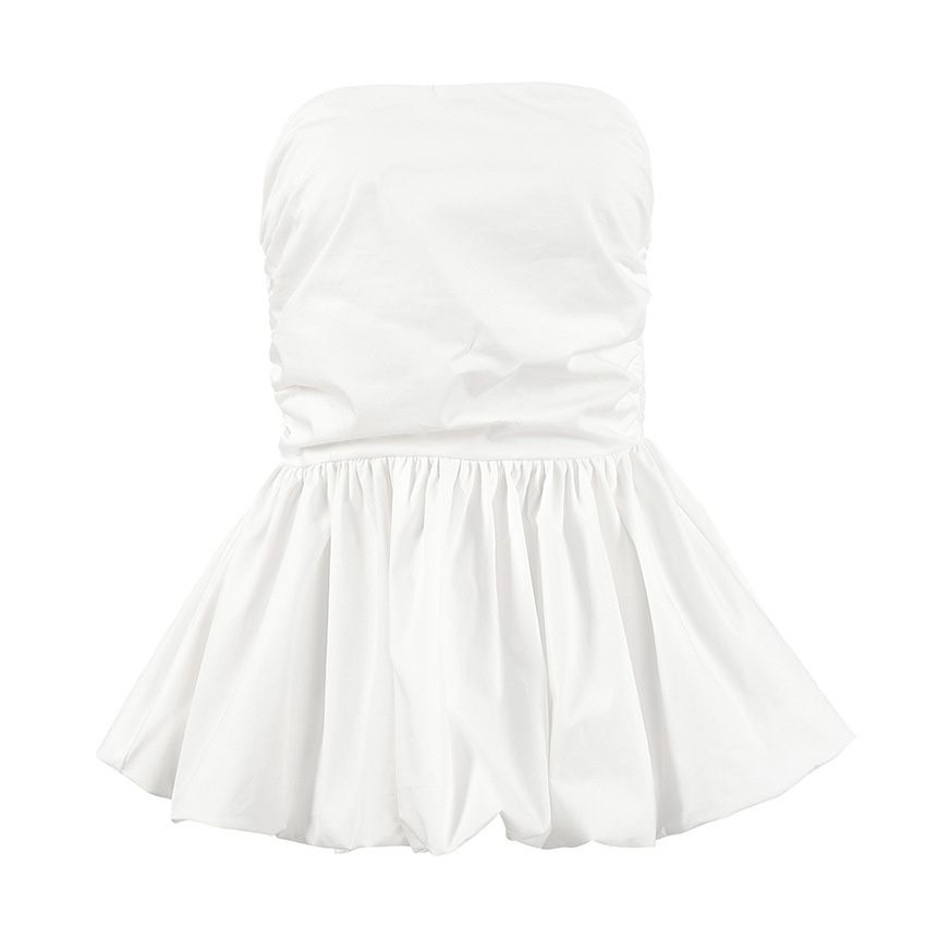 Top de burbuja peplum blanco sin tirantes elegante
