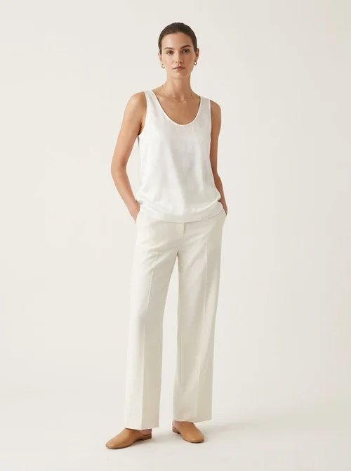 Women's Deep Scoop Neck Satin Tank Top
