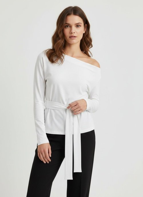 Top a maniche lunghe con spalle scoperte e cintura in vita