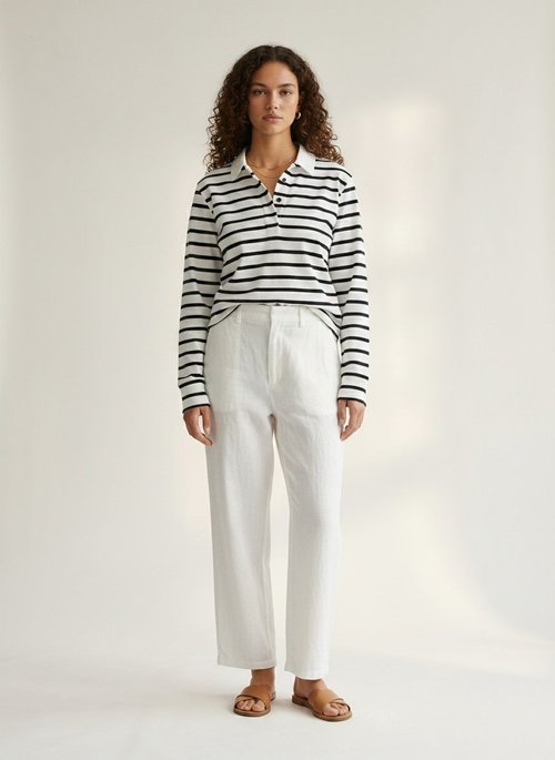Polo a righe oversize - Top casual a maniche lunghe