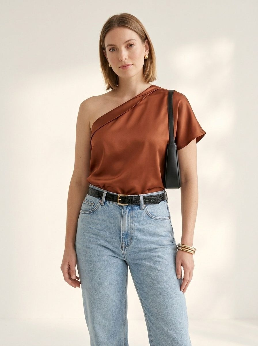 Haut élégant asymétrique en satin