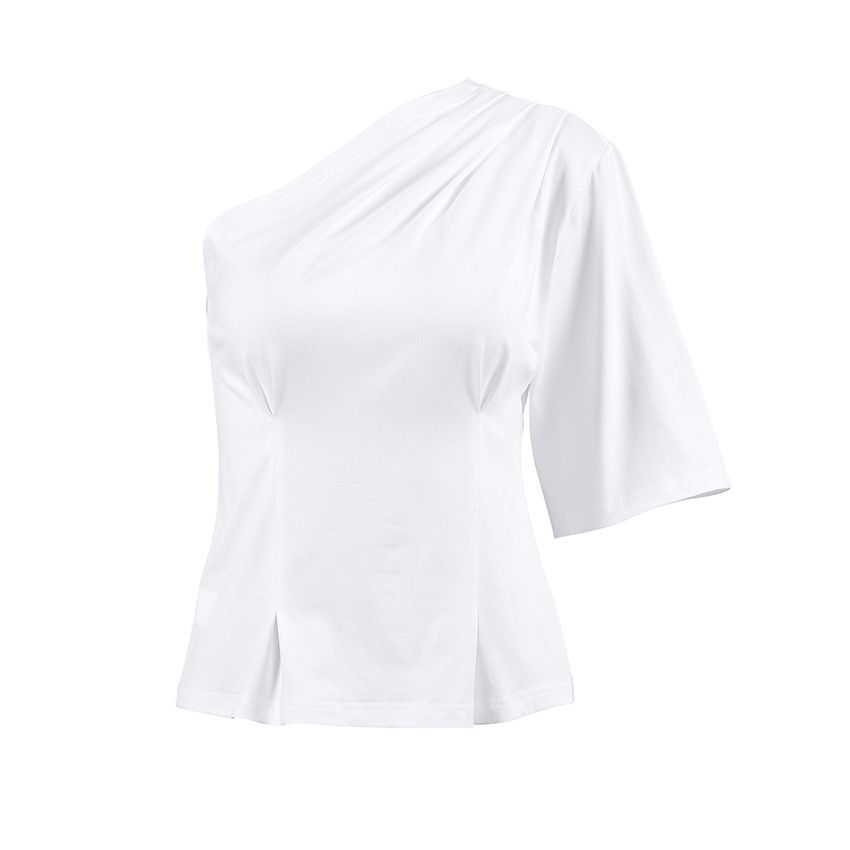 Blusa elegante de un solo hombro con drapeado