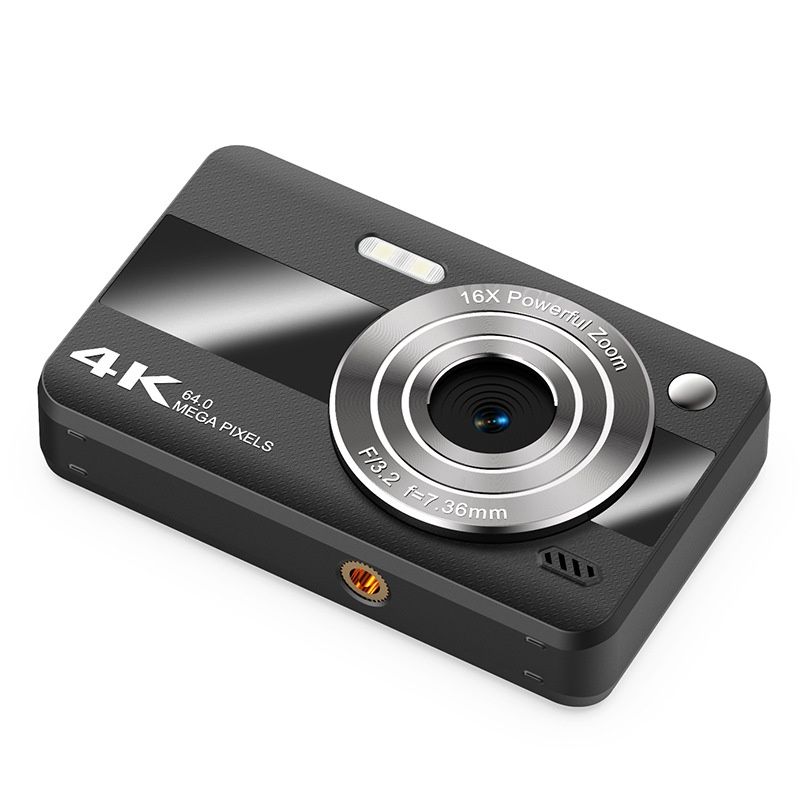 4K 64MP Digital Camera for Students, Compact Vlogging Cam with 16X Zoom, 2.4-Inch LCD, Built-in Flash