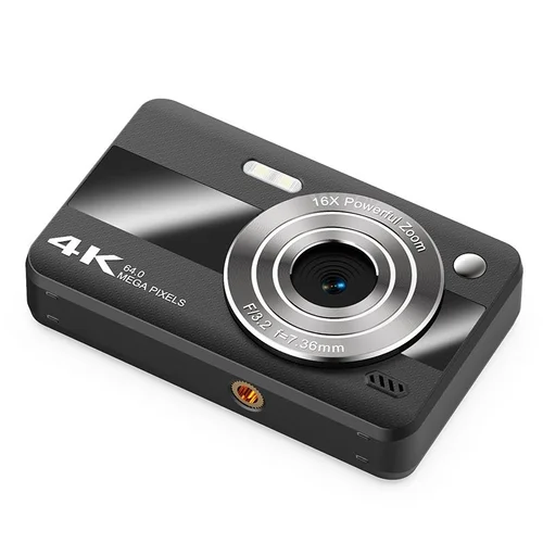 4K 64MP Digital Camera for Students, Compact Vlogging Cam with 16X Zoom, 2.4-Inch LCD, Built-in Flash
