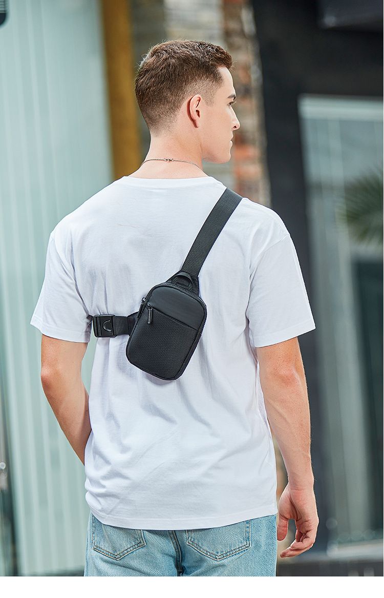Men's Black Chest Sling Bag - Compact Crossbody Pouch