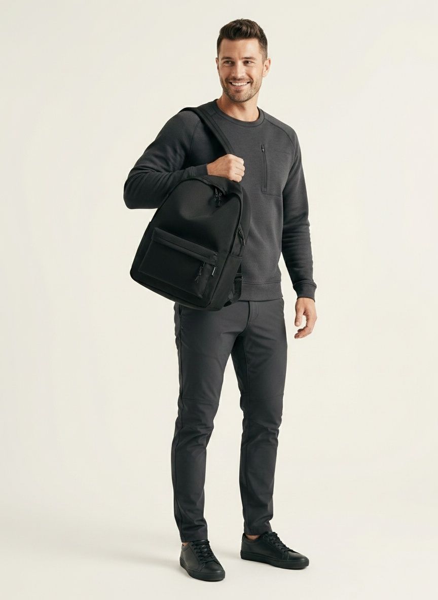 Minimalist Black Backpack - Unisex Everyday School & Travel Bag