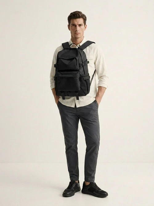 Durable Black Travel Backpack with Laptop Compartment