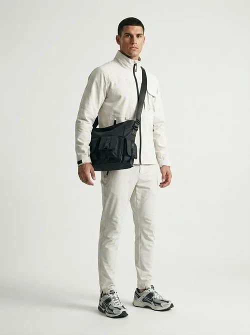 Men's Tactical Messenger Bag with Buckle Pockets