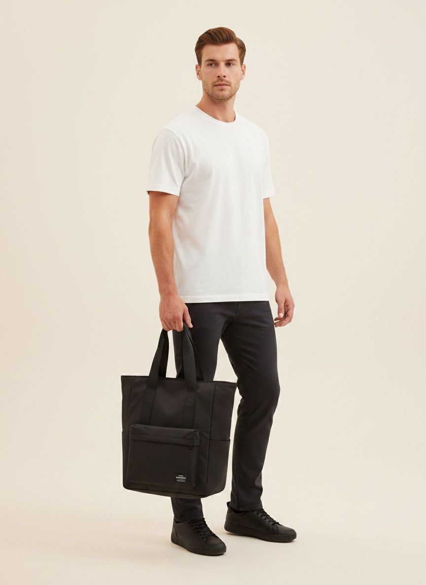 Men's Casual Nylon Tote Bag - Laptop & Travel Shoulder Bag