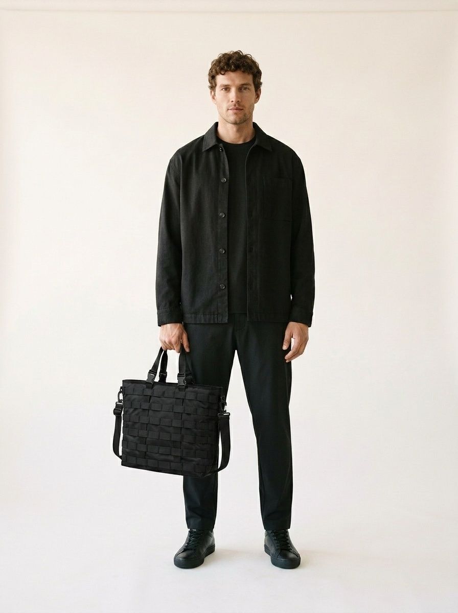 Black Tactical Utility Tote Bag with Detachable Strap