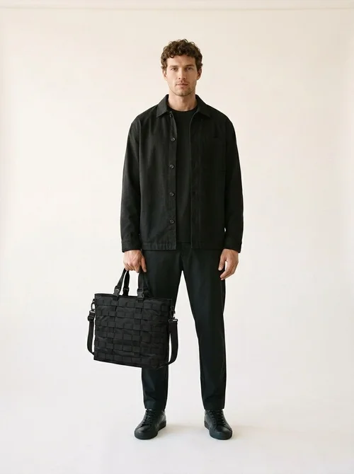 Black Tactical Utility Tote Bag with Detachable Strap