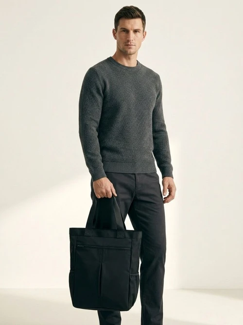 Versatile Black Nylon Tote Bag - Laptop & Travel Ready