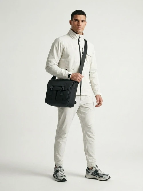 Matte Black Messenger Bag - Durable Crossbody for Men