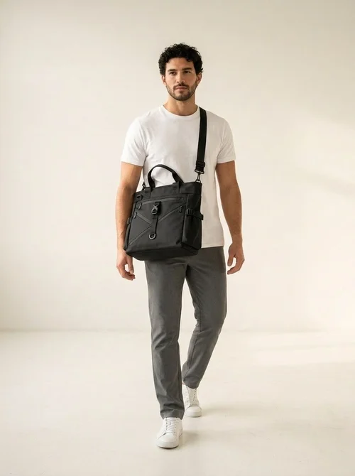 Men's Tactical Techwear Tote Bag - Shoulder & Laptop Carry