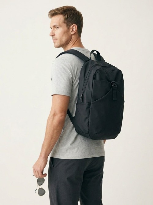 Minimalist Black Everyday Backpack with Laptop Sleeve