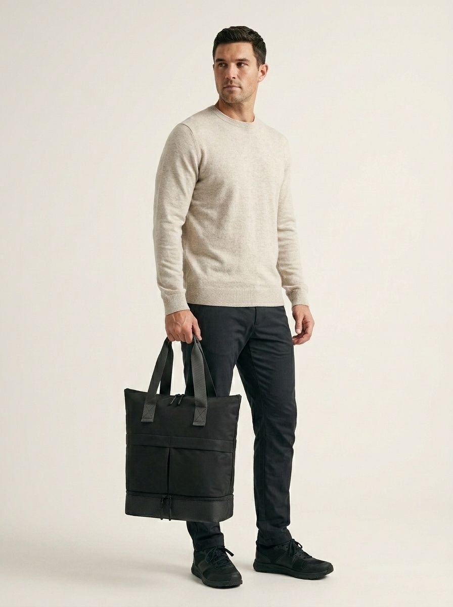 Black Gym & Travel Tote Bag with Shoe Compartment