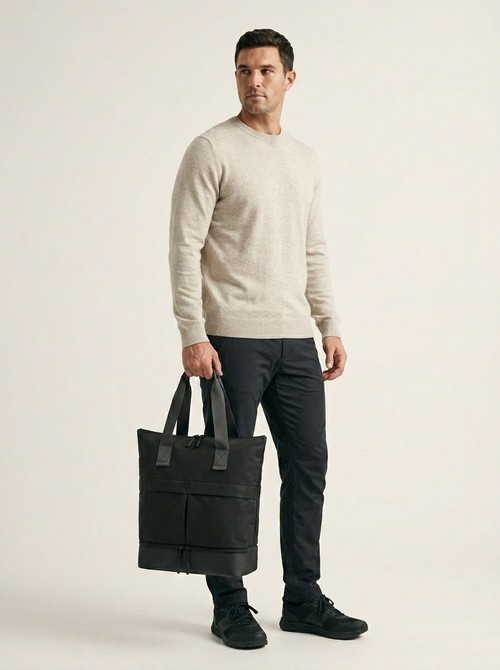 Black Gym & Travel Tote Bag with Shoe Compartment