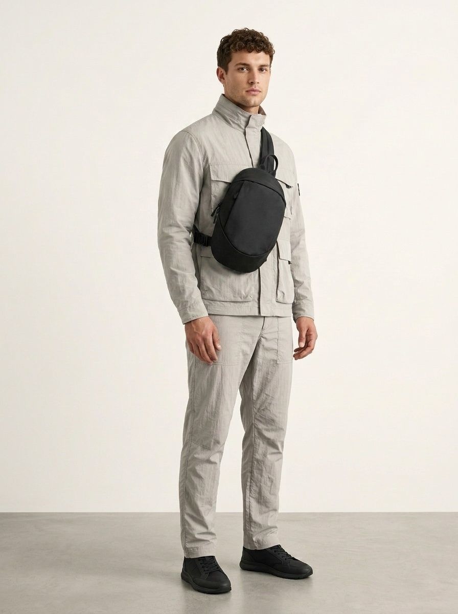 Sleek Black Sling Bag - Men's Crossbody Chest Bag