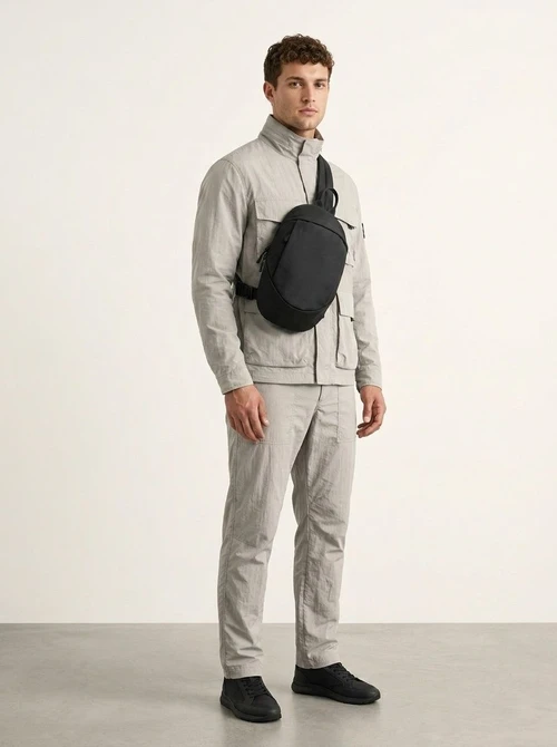 Sleek Black Sling Bag - Men's Crossbody Chest Bag