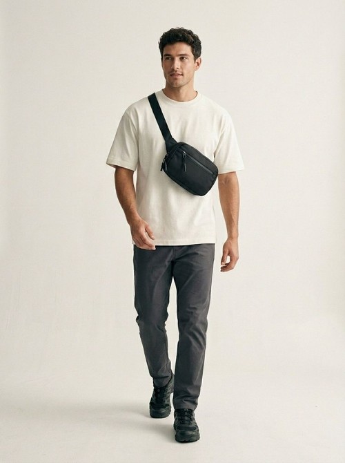 Sleek Black Chest Bag - Compact Crossbody Sling Pack