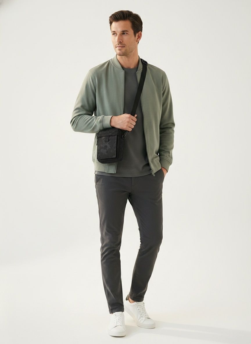 Men's Black Camo Crossbody Bag - Small Sling Pouch