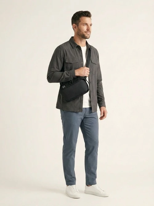 Modern Black Crossbody Sling Bag - Compact Chest Pack