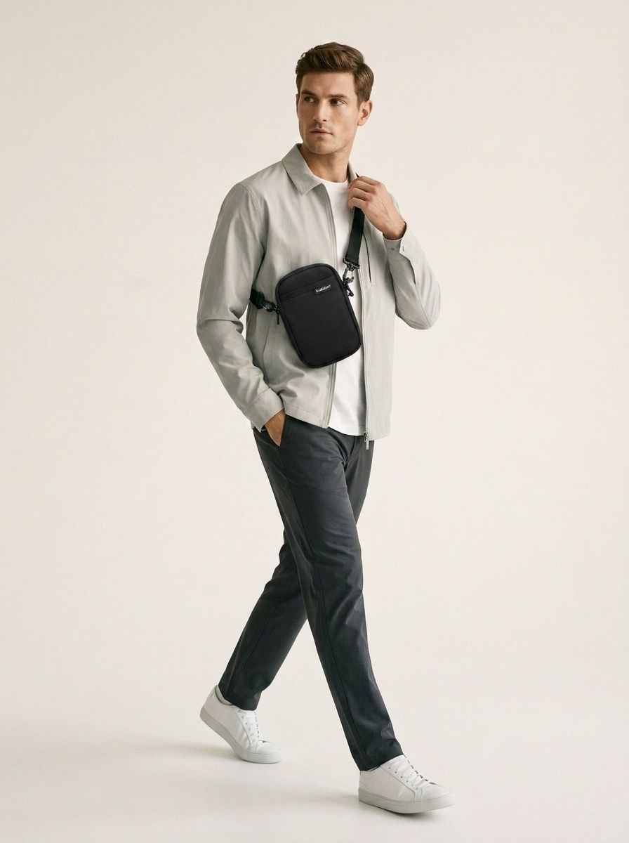 Compact Black Crossbody Bag - Everyday Utility Pouch