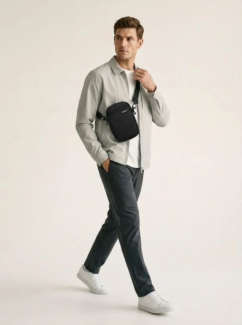 Compact Black Crossbody Bag - Everyday Utility Pouch