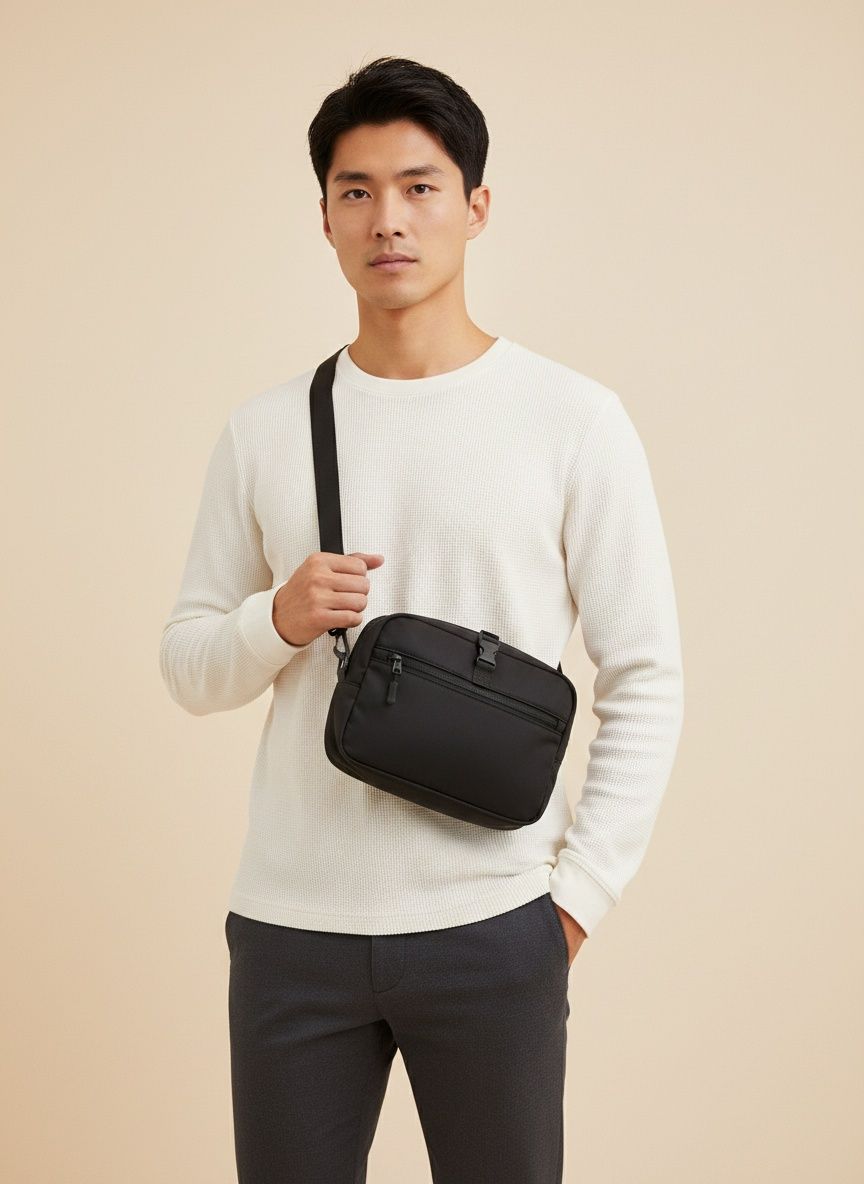 Urban Matte Black Crossbody Bag - Durable & Stylish