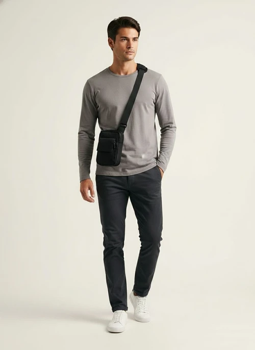 Compact Black Sling Bag - Chest Crossbody Pack for Men