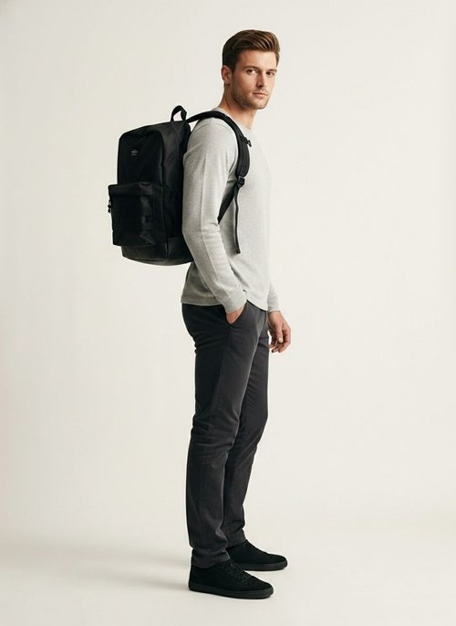 Durable Black Casual Backpack for School & Travel