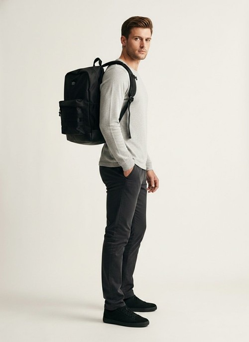 Durable Black Casual Backpack for School & Travel