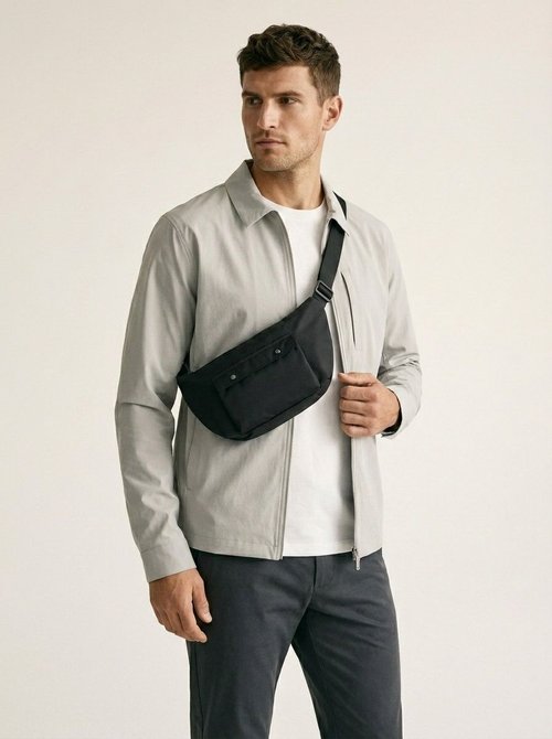 Sleek Black Nylon Crossbody Sling Bag