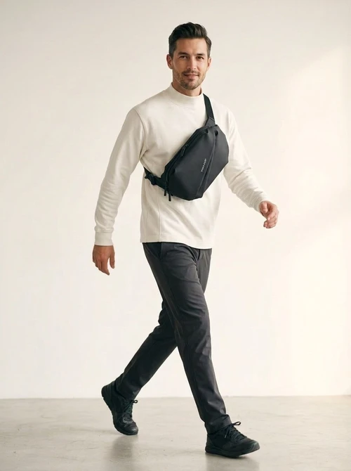 Sleek Black Crossbody Sling Bag for Men - Travel & Daily