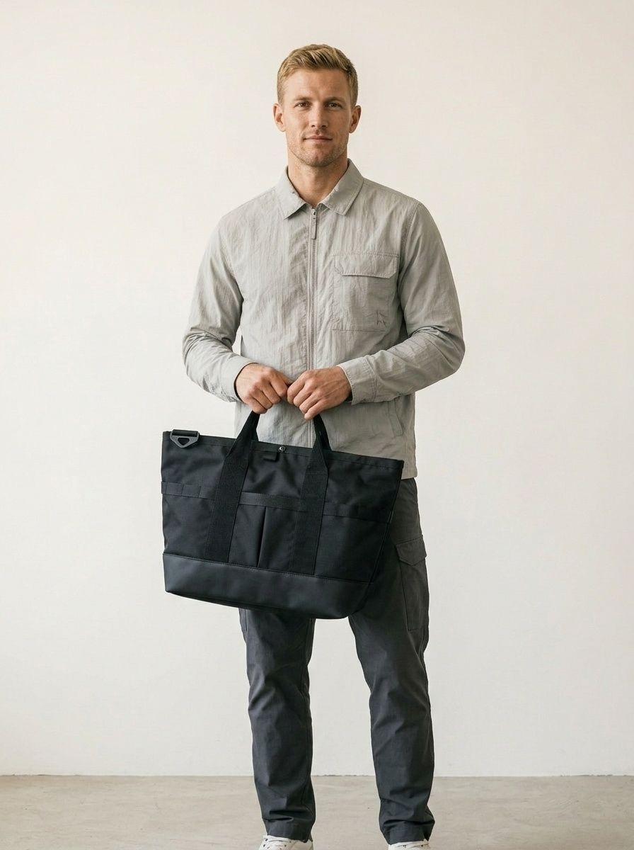 Durable Black Nylon Commuter Tote Bag - Everyday Carry