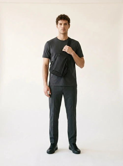 Sleek Black Sling Bag - Men's Crossbody Chest Pack