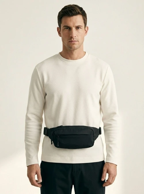 Sleek Black Fanny Pack - Adjustable Waist Bag